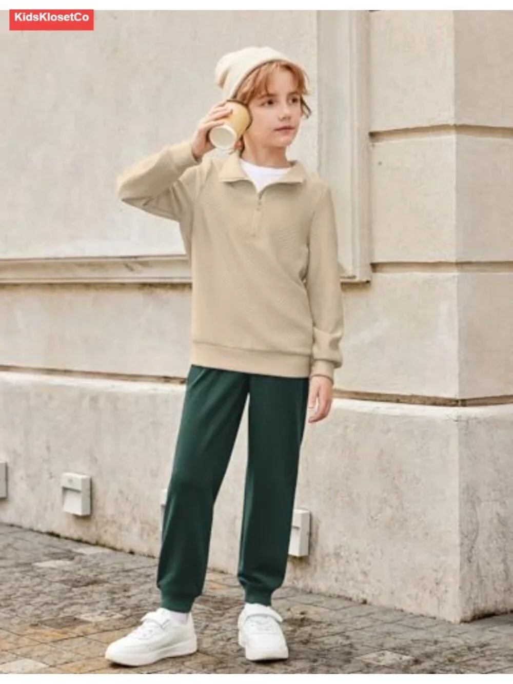 Boys Sweatshirt and Jogger Set 2-Piece Half Zip Pullover Pants Matching Outfit